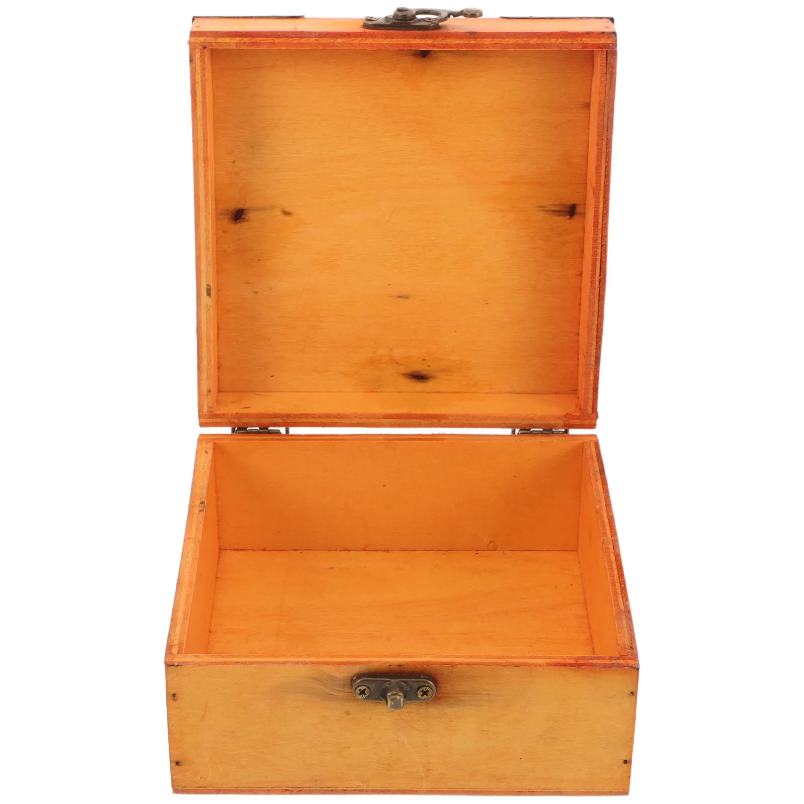 Wooden Storage with Hinged Lid Vintage Desktop Organizer Jewelry Trinket Holder Retro Treasure Chest for Keepsakes
