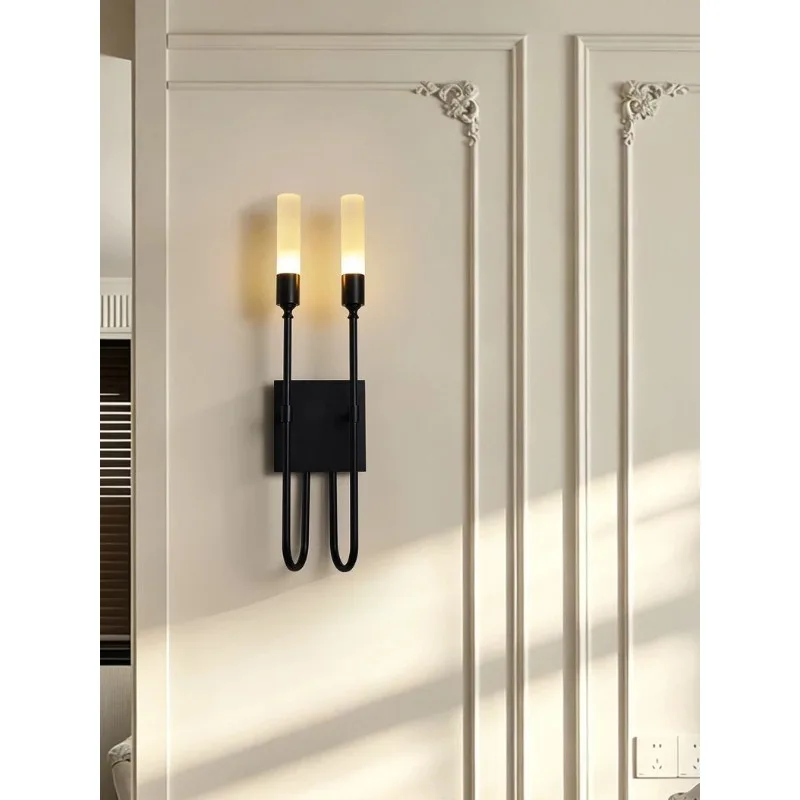 French light luxury all-copper living room background wall wall lamp, bedroom bedside reading lamp, entrance aisle staircase