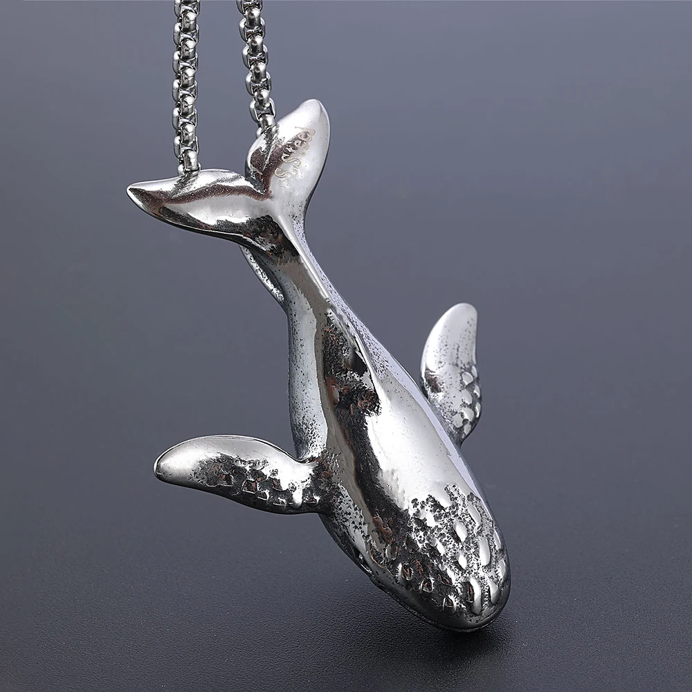 Fashion 316L Stainless Steel Charms Whale Pendant Necklace Men\'s and Women\'s Simple Jewelry Necklace Gift Accessories Wholesale