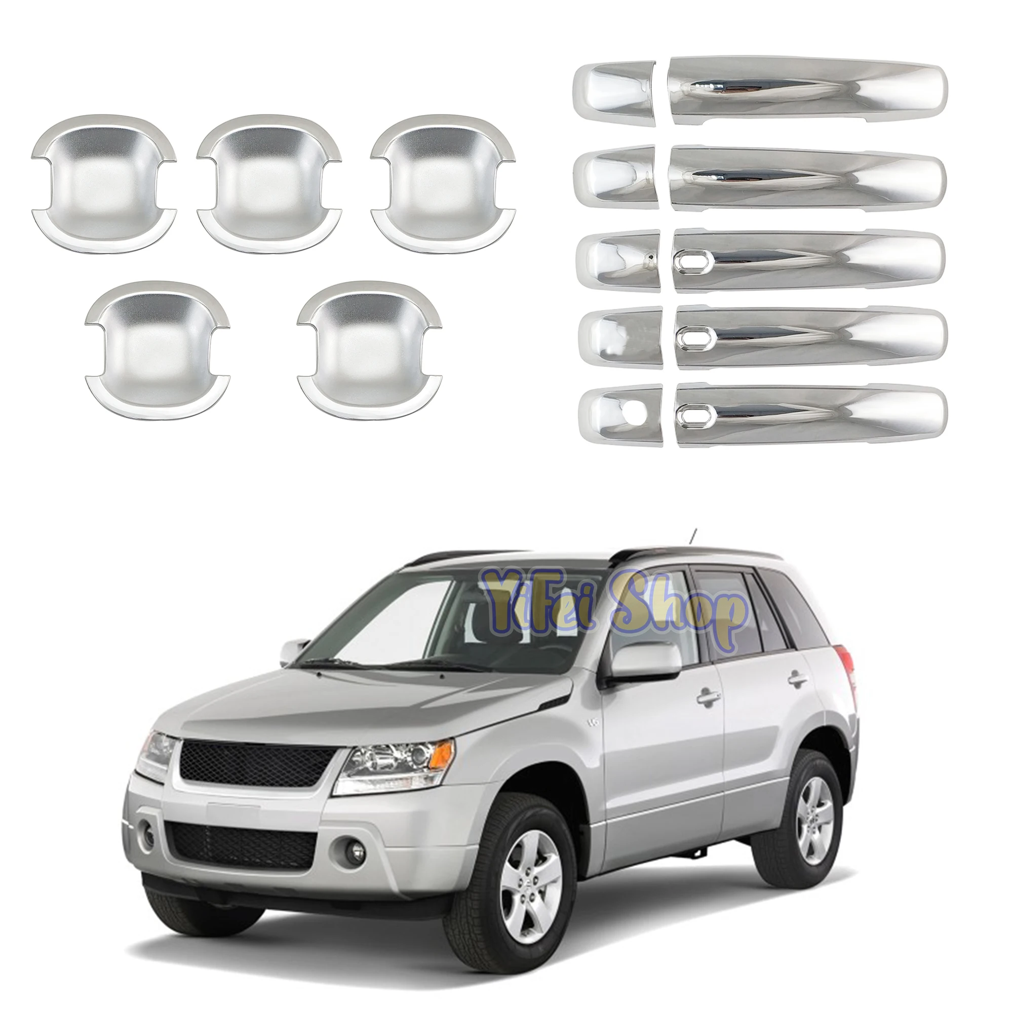 For Suzuki Grand Vitara 2008 2009 2010 2012 14 Yifei Car ABS Chrome Accessories Plated Door Handle Bowl Cover Trim Paste Style