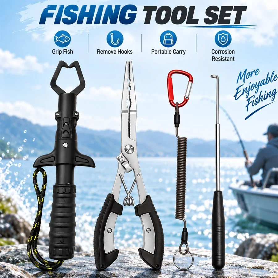 Stainless Steel Fishing Pliers Versatile Extended Long Nose Hook Remover Cut Fishing Line Fishing Scissor Pliers Accessories