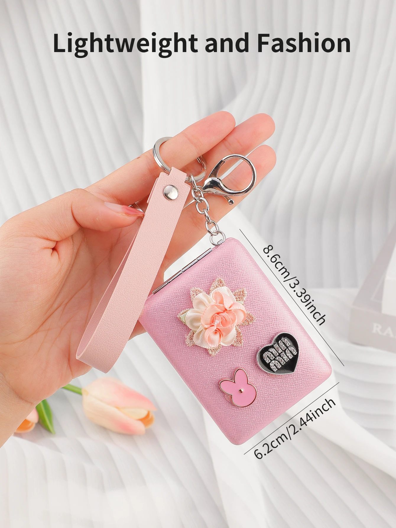Small Pocket Mirror for Purse, Rectangular Magnifying Foldable Silver Makeup Handheld Compact Mirror for Women, Purse, Travel,