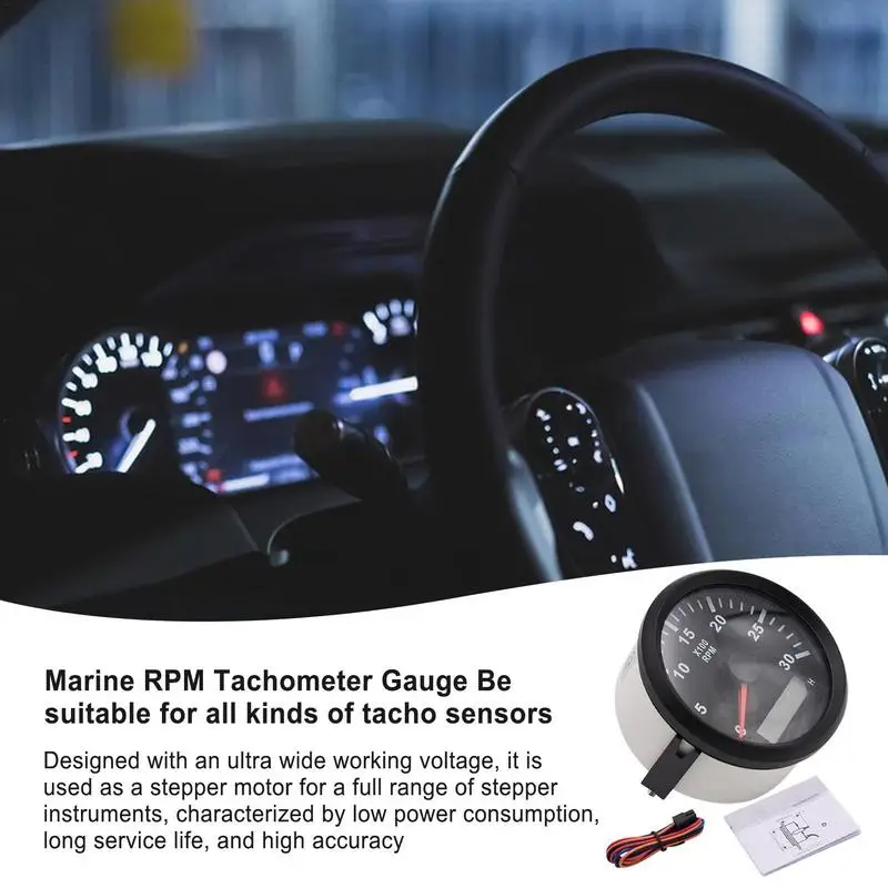 RPM Tachometer Gauge Waterproof Outboard Boat 85mm 0-3000 RPM Gauge Waterproof Outboard Boat RPM Tachometer Gauge For Marine Car