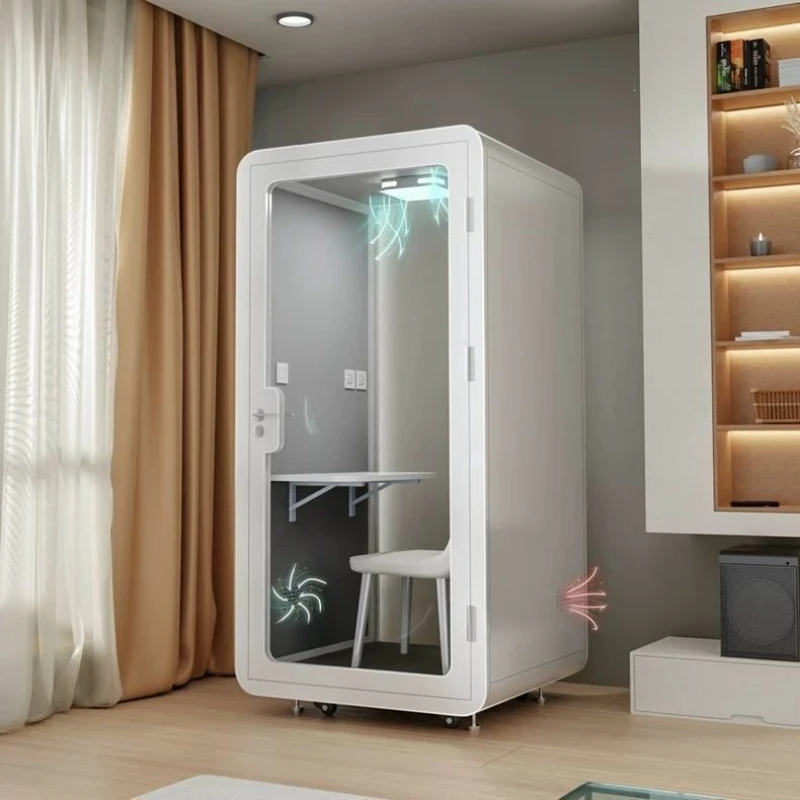 Green Office Soundproof Room Focus on Workspace Office Silent Cabin Live Room Telephone Booth Room