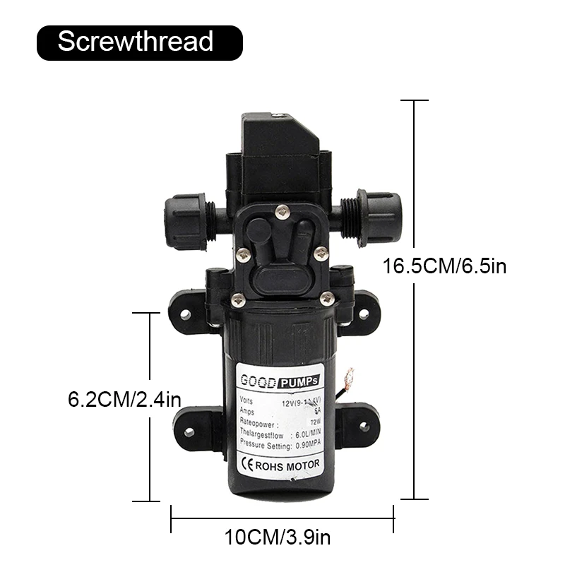 DC12V Diaphragm Water Pump 60W 120PSI 5L MIN Self Priming High Pressure Pump For Car Washing Agricultural Pesticide Spraying