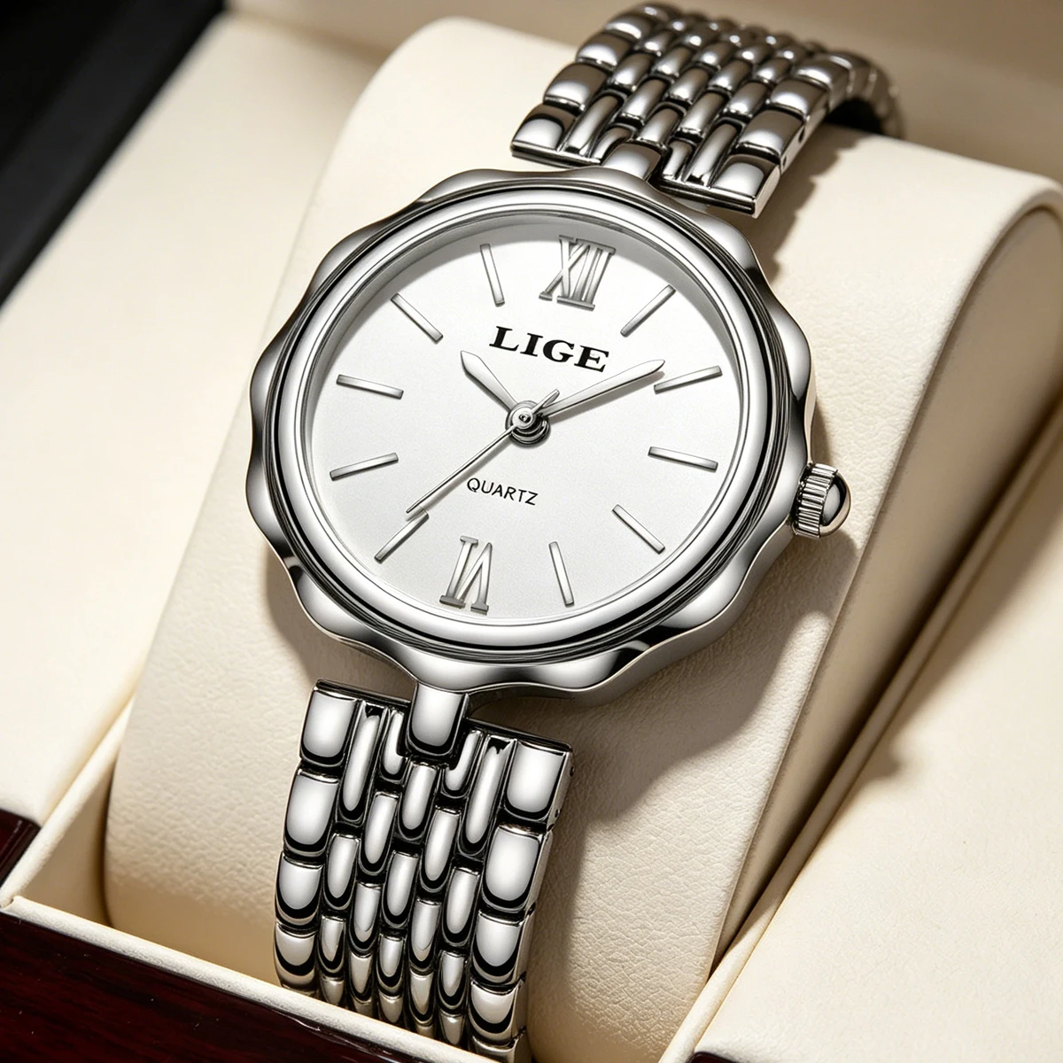 LIGE Luxury Women's Watches Elegant Gold Watch for Women Calendar Luminous Quartz Wristwatch Ladies Watch Relogio Masculino