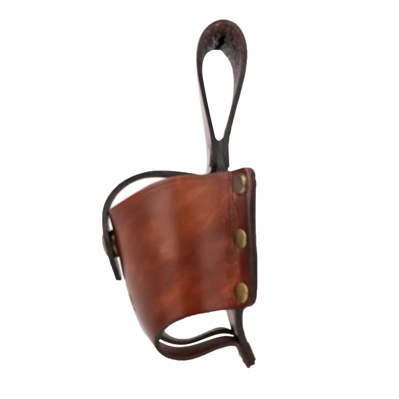 Tourbon Genuine Leather Large Tape Measure Holder Brown Tool Pouch with Belt Loop for Carpenters Electricians Woodworking