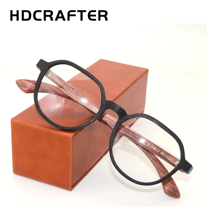

HDCRAFTER Men Retro Real Wood Glasses Frame High Quality Women Myopia Prescription Optical Eyeglasses Frame Spectacles Eyewear