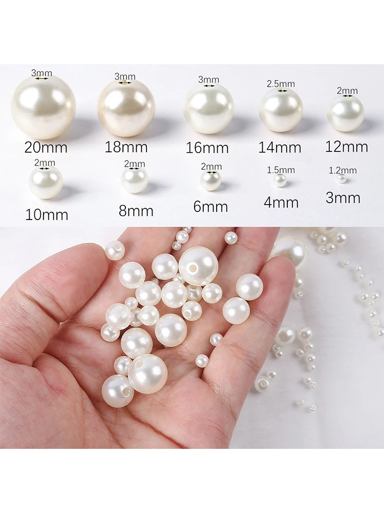 500pcs 3 4 6 8 10 mm Imitation Pearl Beads With Hole Beading Accessories Acrylic Necklace Bracelet Spacer Beads Jewelry Making