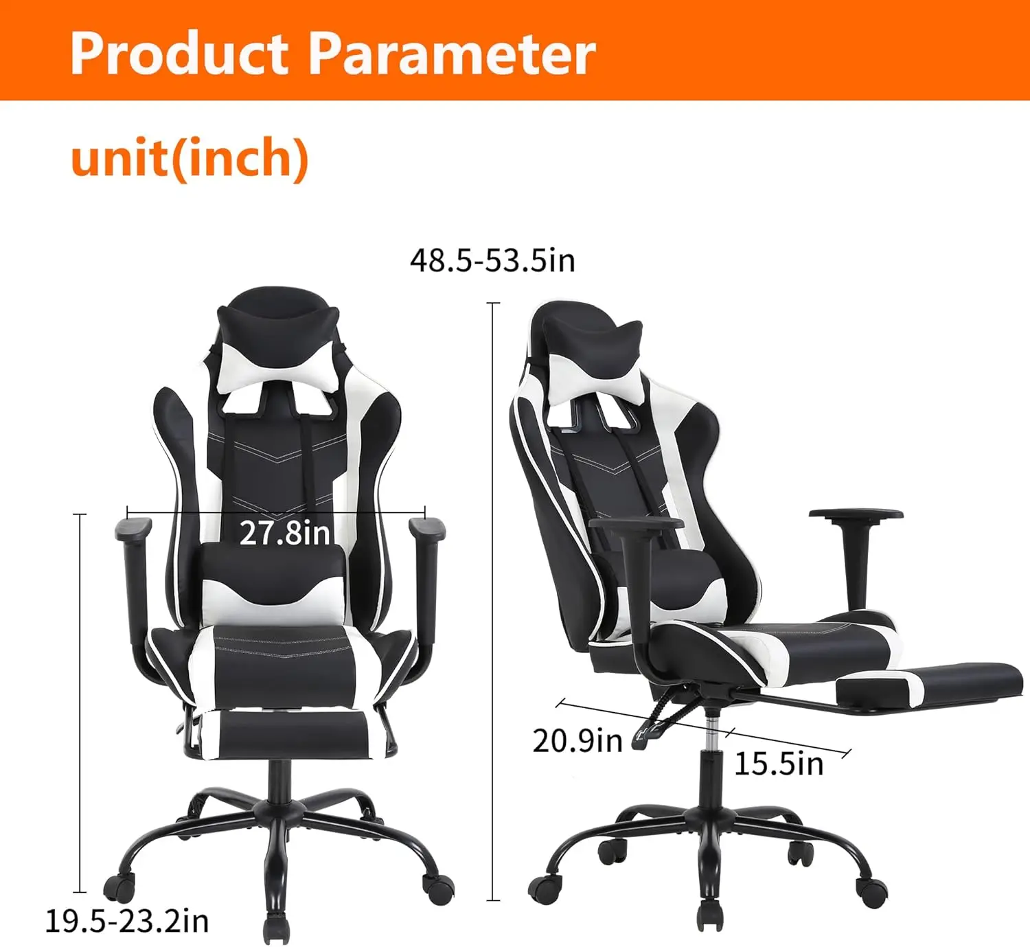 

Paylesshere Office Chair Desk Chair Ergonomic Gaming Chair With Executive Pu Leather Computer Lumbar Support And Footrest