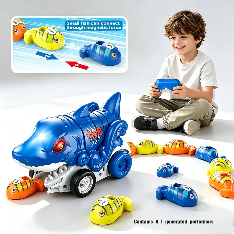 RC Snake Magnetic Shark Greedy Swallowing Car Remote Control Double Interactive Game Education Battle Children Competitive Toy