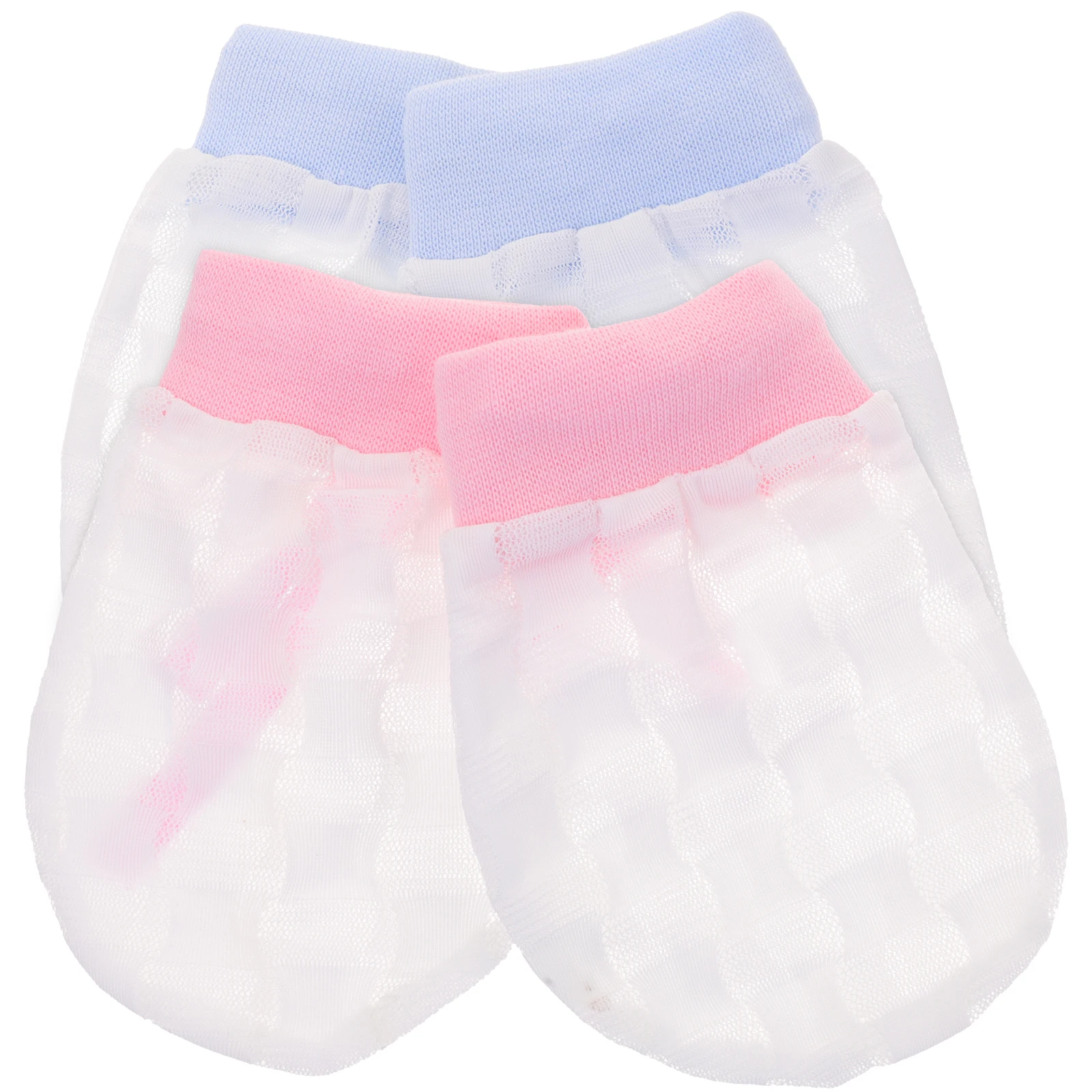 

2Pairs Anti-Scratch Baby Mittens Ice Silk Newborn Gloves for 0-6 Months Soft Breathable Infant Hand Protection Gentle
