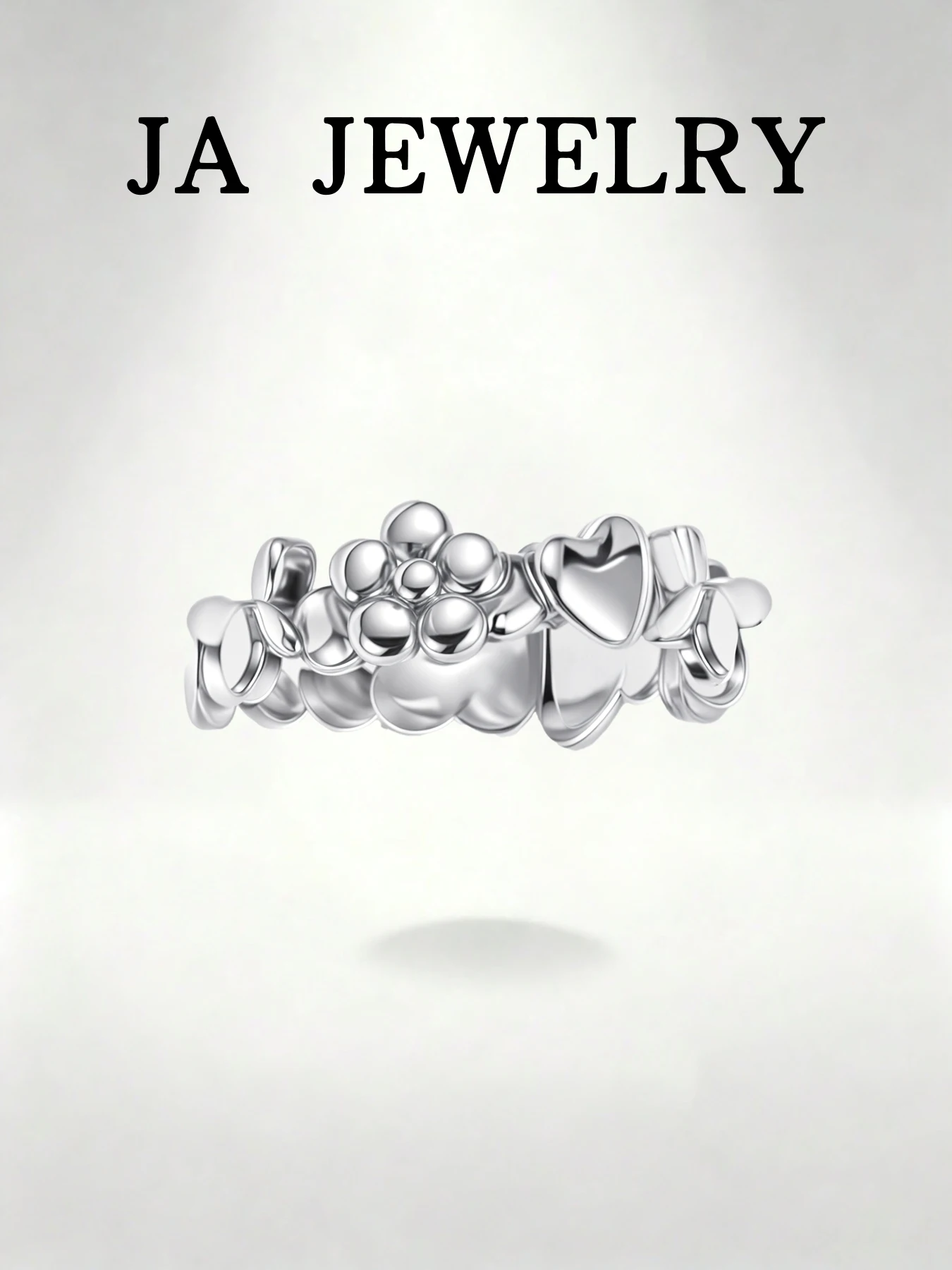 

Изящное кольцо с цветочным узором и сердечком - ювелирное изделие из серебра 925 пробы, вдохновленное природой, для женщин