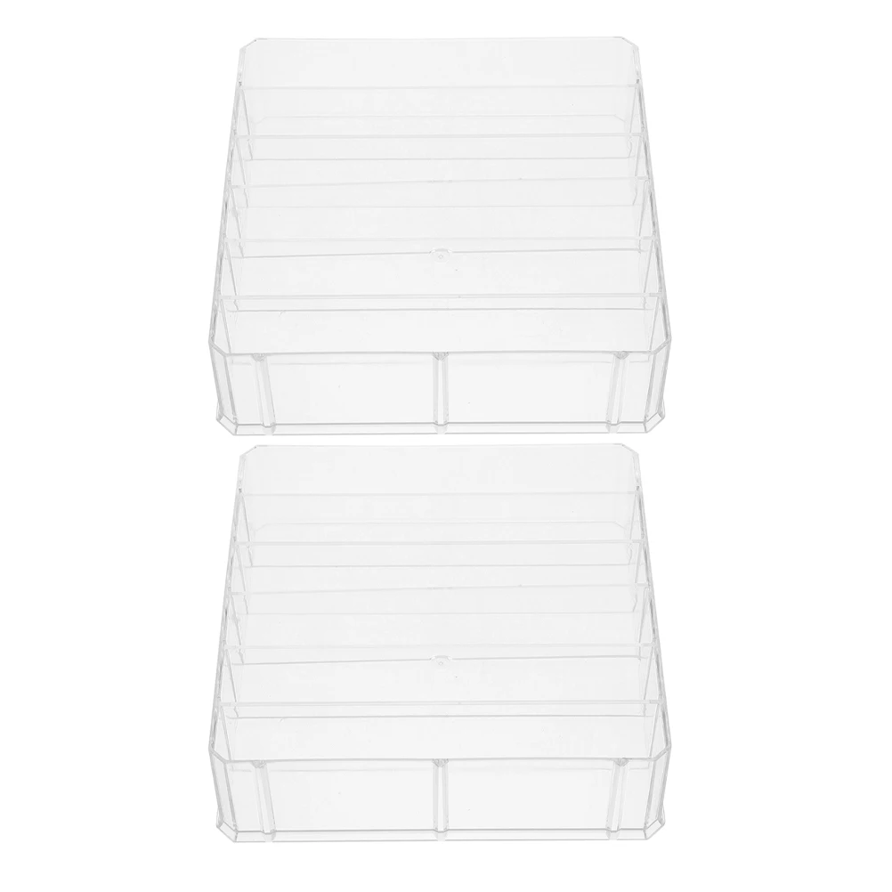 

2 pcs Acrylic Money Organizer Transparent Multi-grid File Organizer Desktop Cash Box Clear Money Box Cash Tray