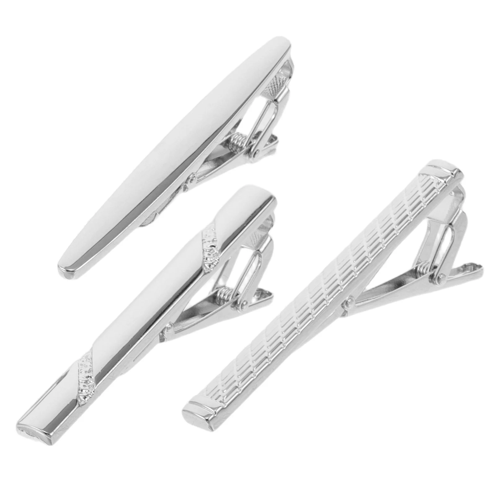 3 قطعة مشبك لامع منحوتة الأزهار محفورة لامعة مشبك ربطة عنق معدني الرجال الفضة مصقول ربطة العنق دبوس الأعمال الرسمية إكسسوار زفاف #6