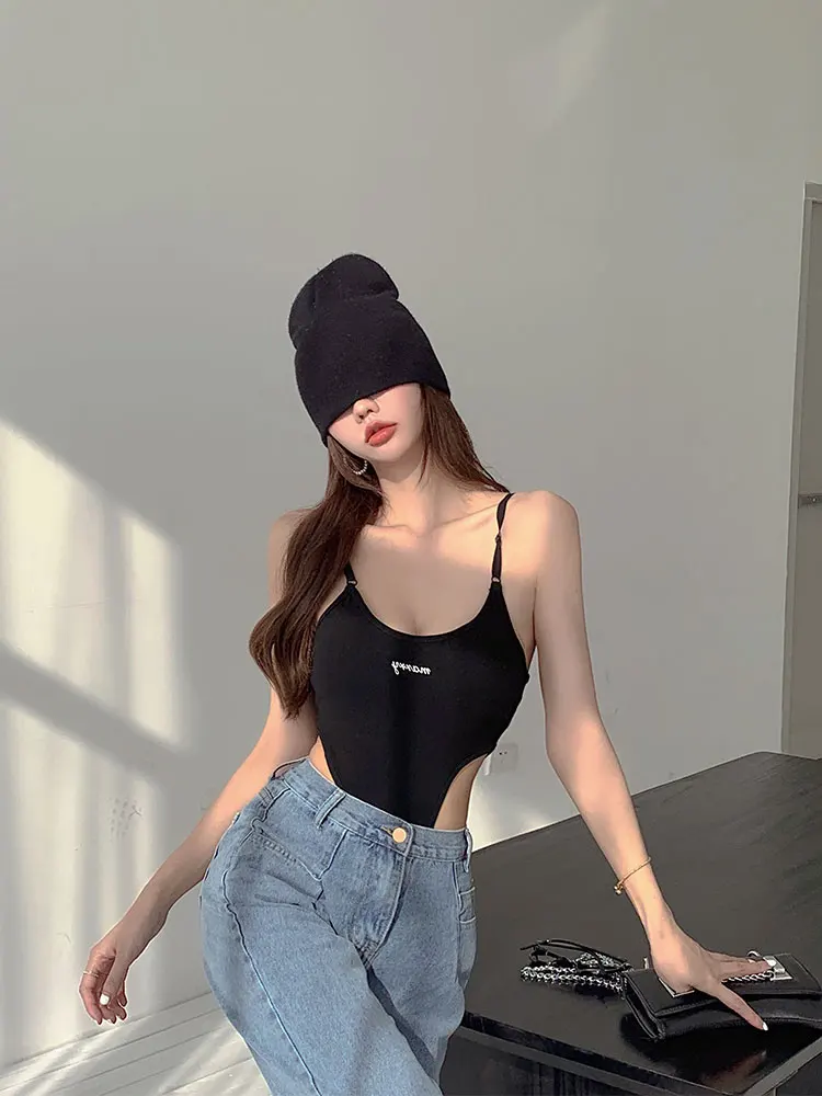 

Женский летний тонкий эластичный комбинезон-боди с укороченным топом, облегающий, с принтом букв, с высокой талией, укороченные брюки-кюлоты