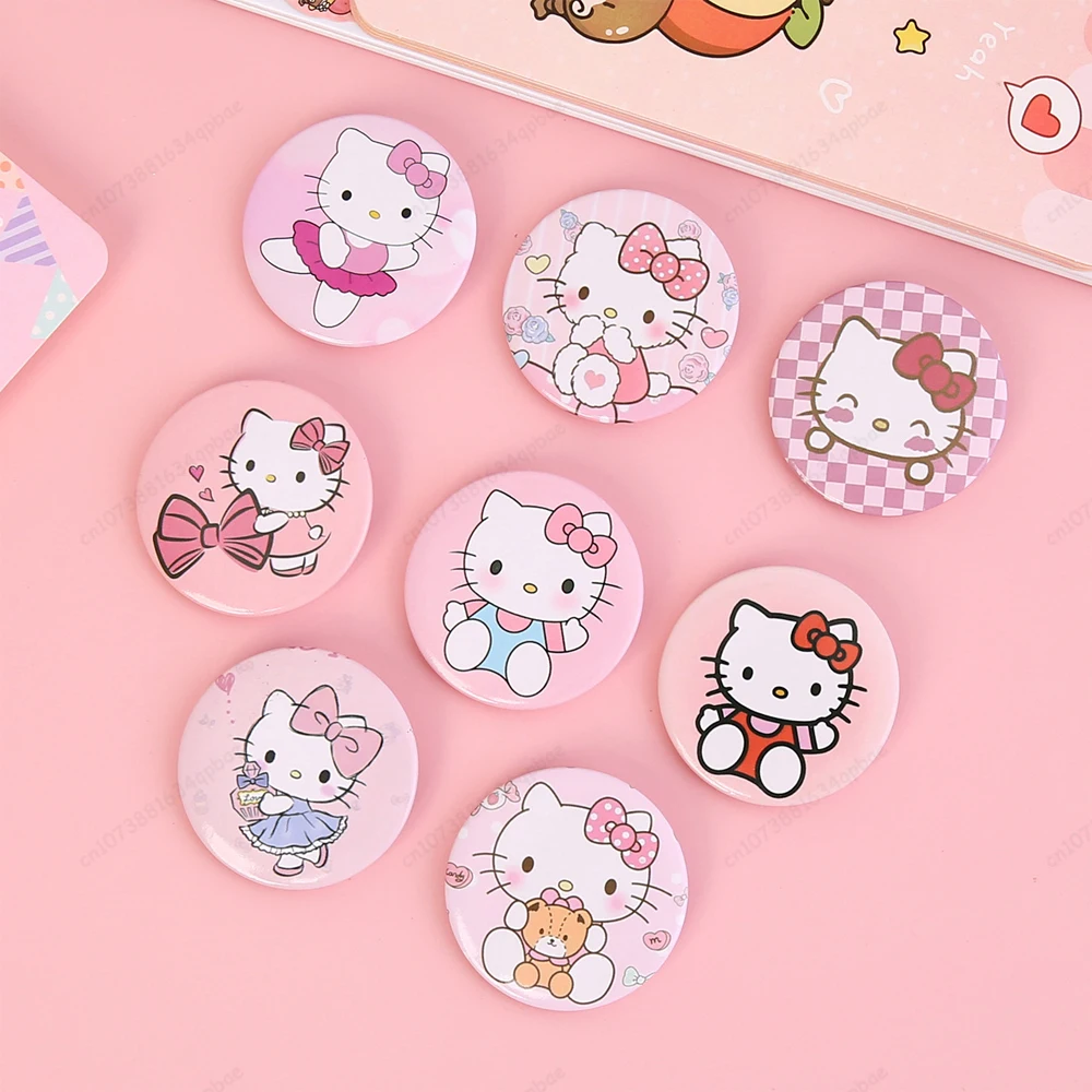 

MINISO 5Pcs/Set Kawaii Hello Kitty Chest Badge Sanrio Cartoon Figure Brooch Sweet Cute KT Cat Clothing Decoration Girls Kids Toy