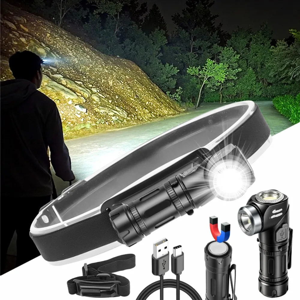 New 90°Rotatable Head LED Flashlight Strong Light Magnetic Torch with Pen Clip for Camping Maintenance Emergency Lighting