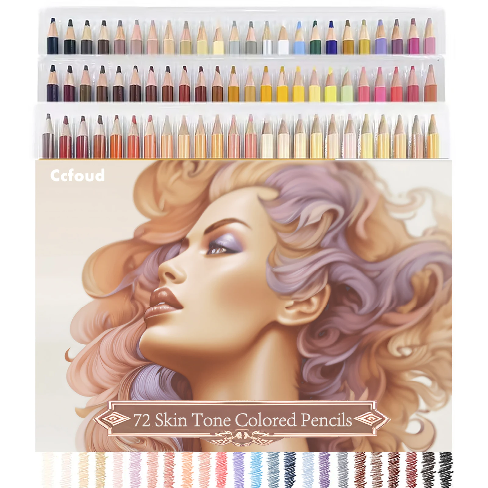 72 Skin Tones Colored Pencils, Portrait Set Oil Based Pre-sharpened Drawing Pencils for Beginner Adult Artist Coloring Book Draw