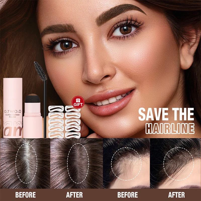 Eyebrow Powder - Air Cushion Eyebrow Powder Set, waterproof, natural, no smudge, superb, black and brown