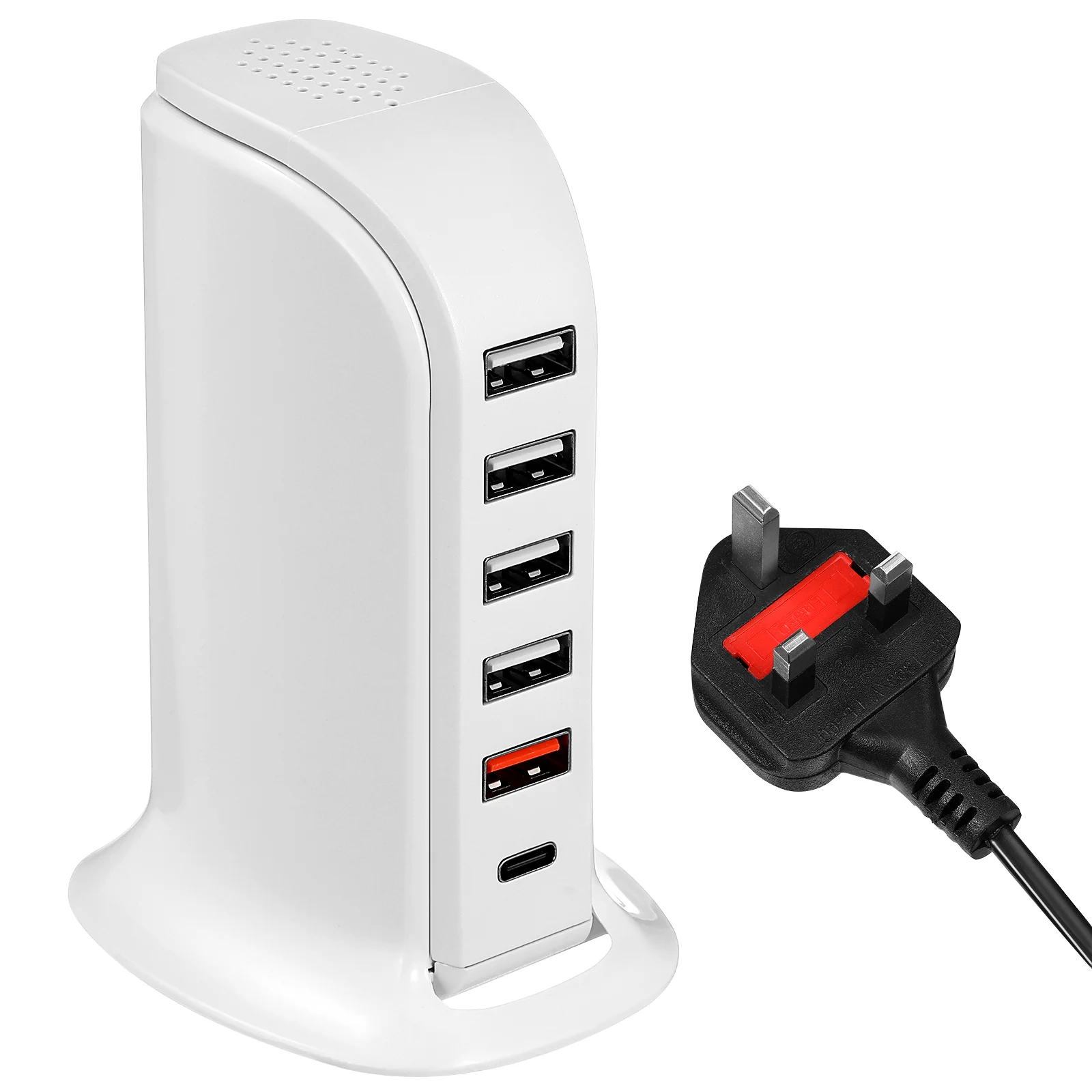 40 W Charging Station Multi-port USB Tower for Multiple Devices 40w White Fast Block