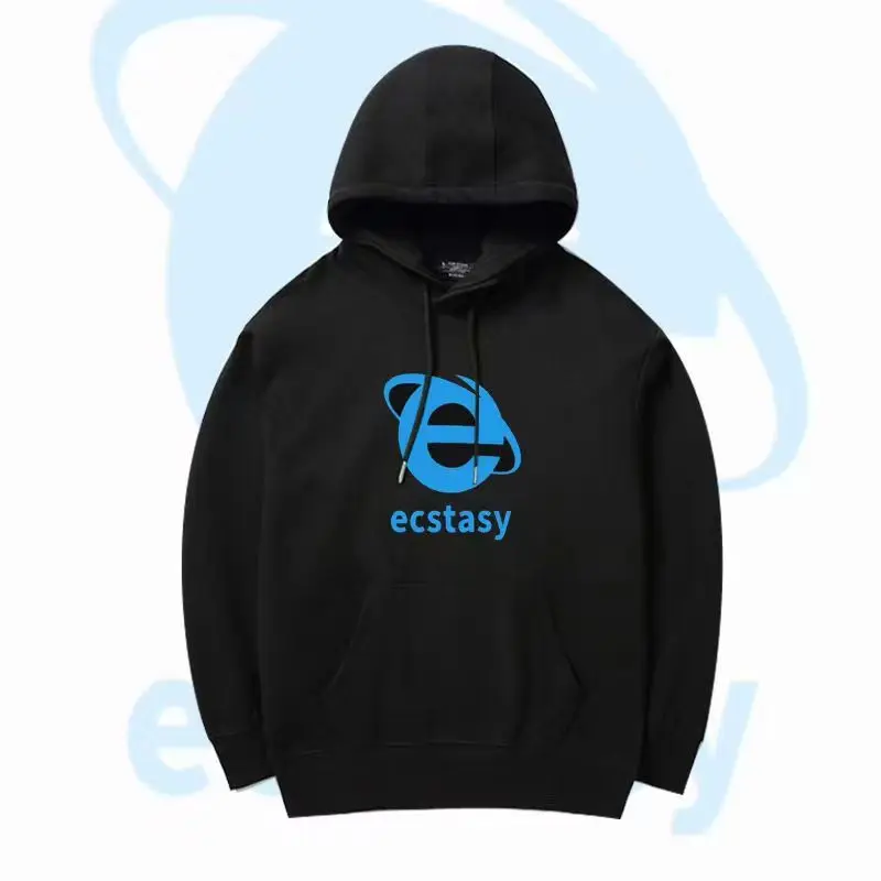 Streetwear Hoodie Ecstasy Letter Graphic Print Pullover Men Y2K style Oversized Harajuku Sweatshirt Hip Hop Hooded Clothes Women