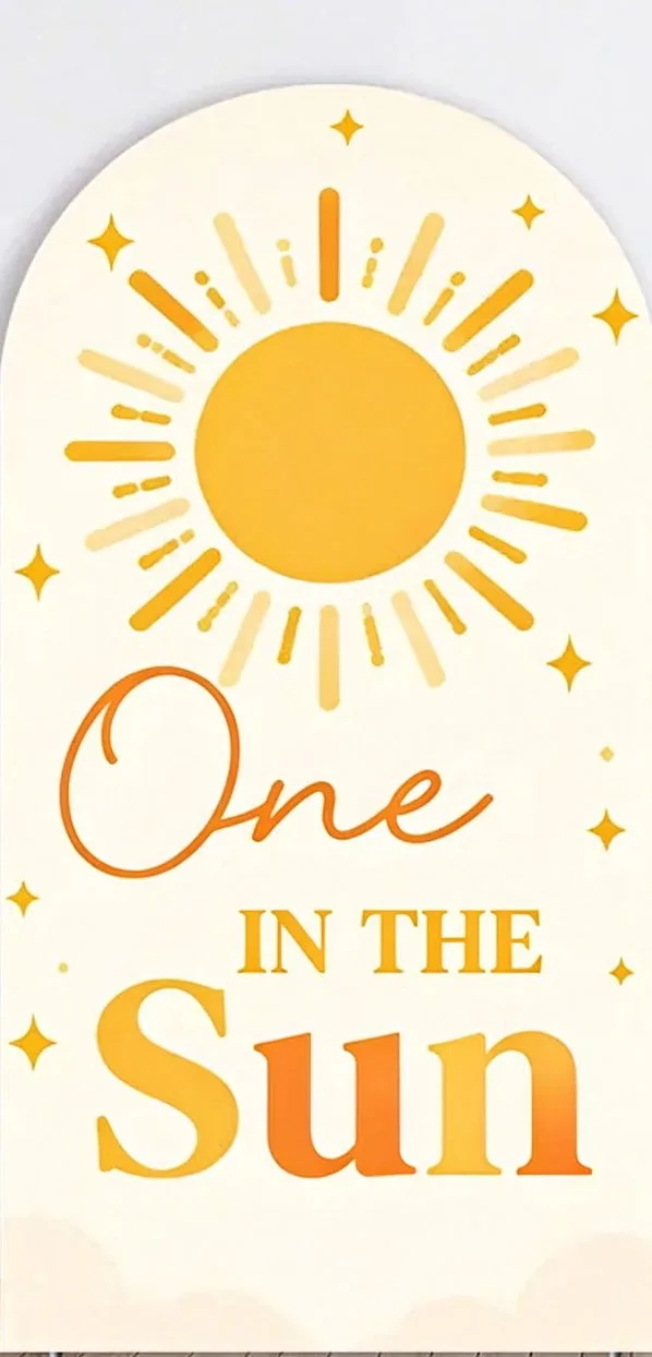Custom Double-Sided One In The Sun Baby Shower Arch Backdrop Cover Sunshine Rainbow Birthday Party Photography Background