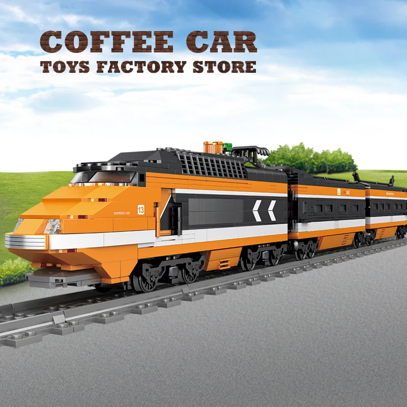 Bloques de tren eléctrico de ciudad de alta tecnología, juguetes, modelo de locomotora móvil, Kit de construcción, coches ferroviarios, ladrillos MOC, regalos de navidad para amigos