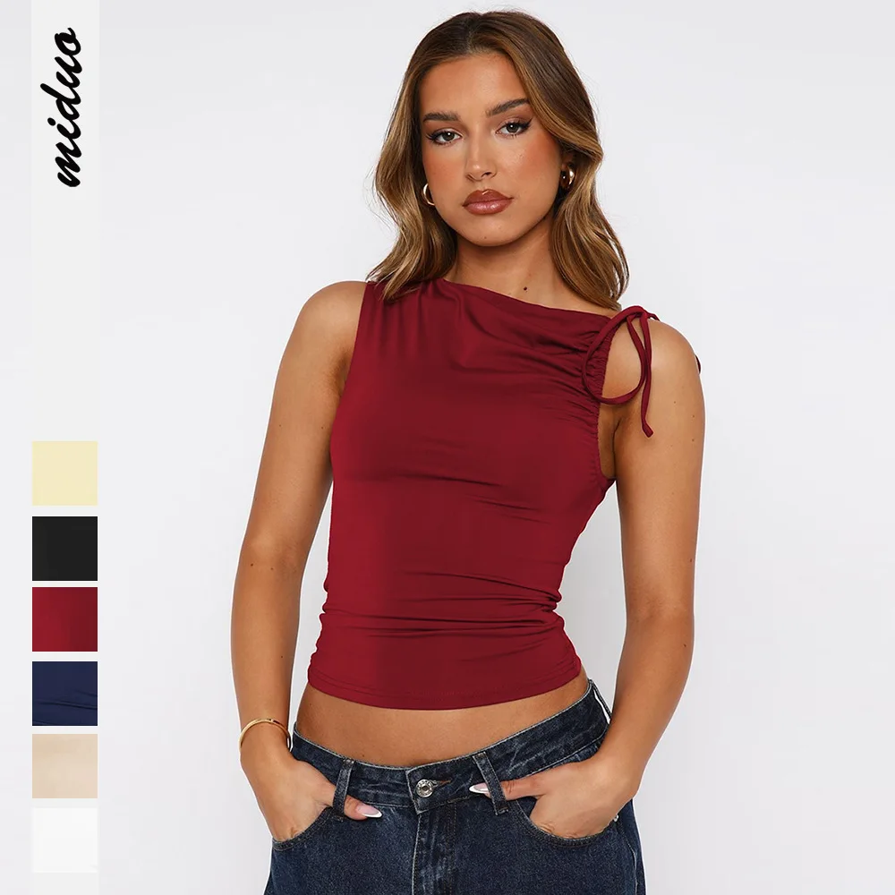 

European and American women's clothing 2025 new fashionable and individual irregular tank tops for women