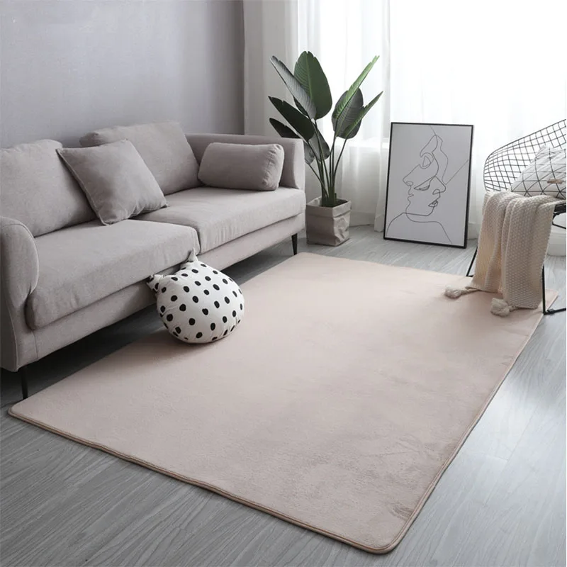 

Rectangular Coral Velvet Carpet Big Size Solid Color Living Room Carpets Non-Slip Bedroom Rugs Sofa Area Short Pile Carpet Home