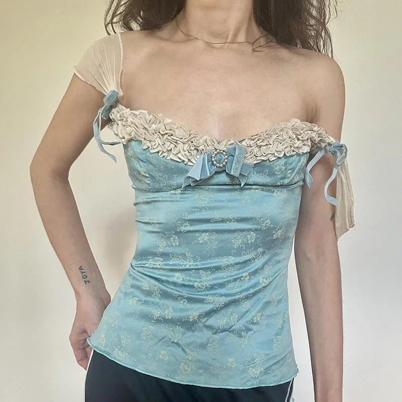 2025 Pure สาวเซ็กซี่ร้อนลูกไม้ลูกไม้พิมพ์เอว Slim และเสื้อกั๊ก