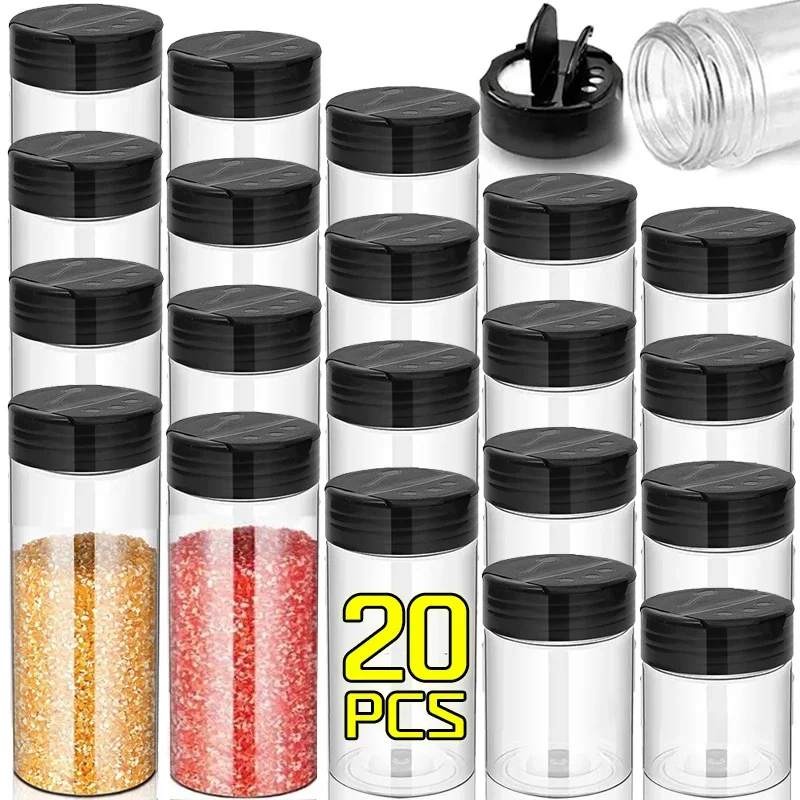 

1/20PCS Plastic Spice Jars Containers with Cap Seasoning Powder Shaker Bottles Kitchen Tools Herbs Spice Condiment Storage Box