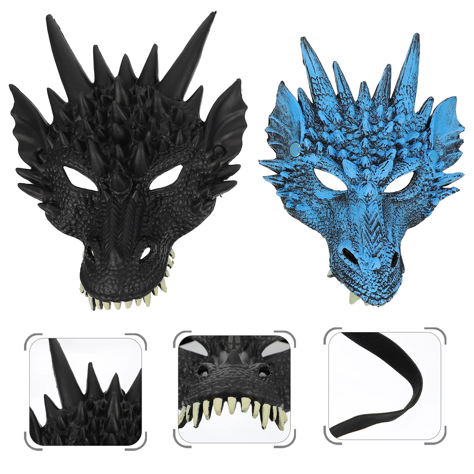 2 pçs máscaras de dragão 3d festa de halloween cosplay adereços máscaras faciais de animais vívido festival suprimentos cosplay máscara de festa