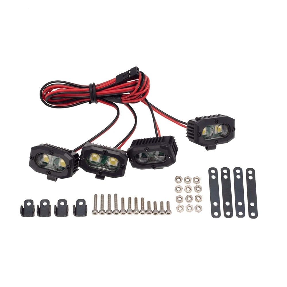 RC카 LED 라이트 헤드라이트 스포트라이트 (1/10 RC 크롤러 트랙사스 TRX4 TRX6 Axial SCX10 90046 레이스 RR10 레드캣 MST 용)
