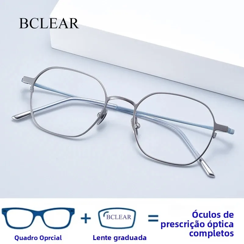 Japão high-end marca designer masculino vintage oversized puro titânio quadro óculos moda feminina lentes de miopia óptica