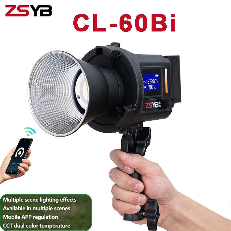 ZSYB CL-60Bi Bi-color 3200-5600k LED Light Video Light 60W Professional Studio Strobe Lamp For Photography VS YONGNUO LUX100