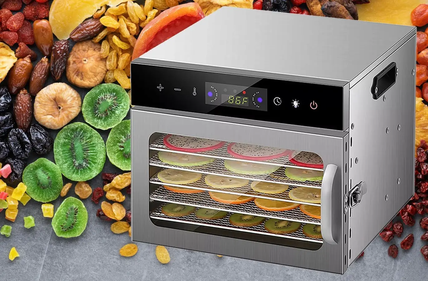 High Efficiency Food Dehydrator Machine touch screen 6 Trays dried fruit machine