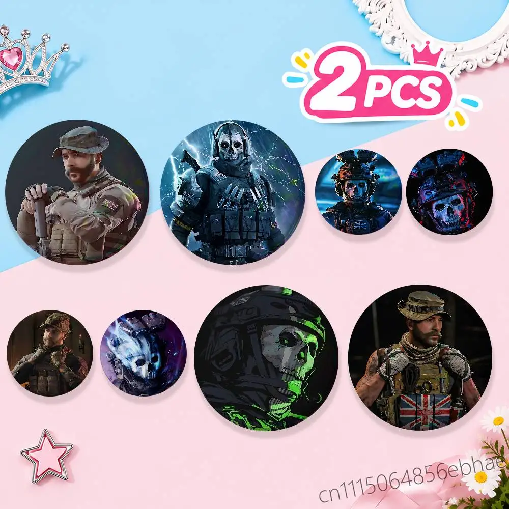 FOR Call of Duty John Price Badge 2Pcs Set Round Button Pin Brooch 25/32/44/58/75mm Fans Collection Backpack Decor Gift