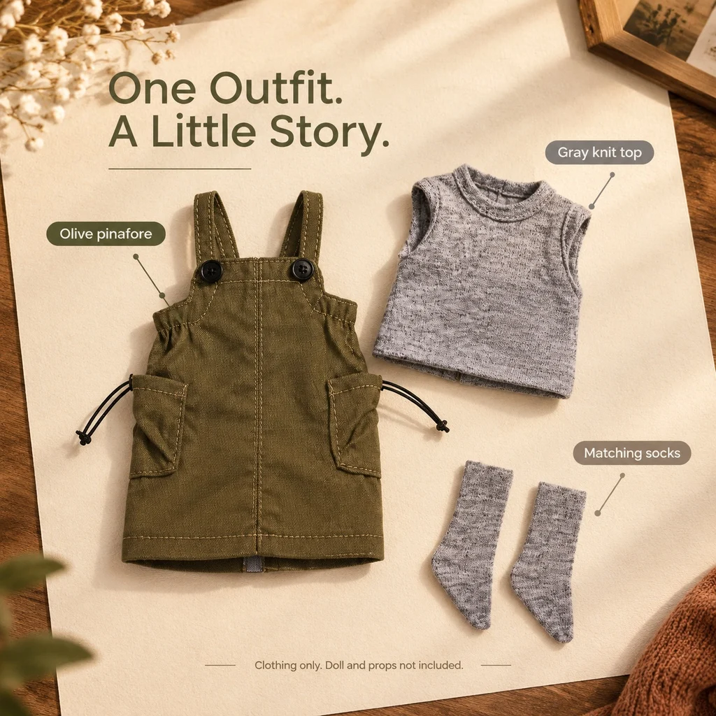 1/6 Doll Clothes for Blythe OB22 Azone M Cute Cotton Tank Top Overall Suspender Skirt with Socks 3Pcs Fashion Outfit Set