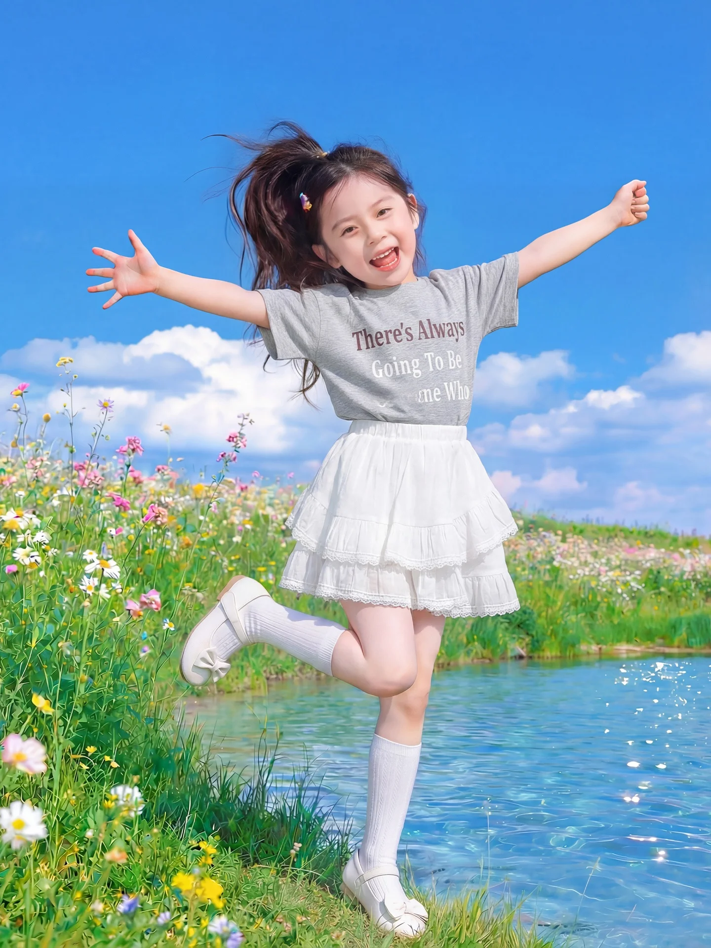 プリンセススタイル半袖ワンピースセット-女の子用-夏シーズン-韓国風-子供服-ソフトな生地-通気性-肌に優しい