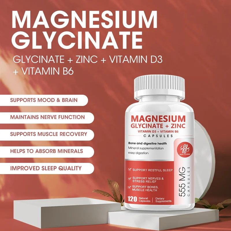 Magnesium (Glycinate) Supplement to Support Stress Relief, Sleep, Heart Health, Nerves, Muscles, and Metabolism, Relaxation