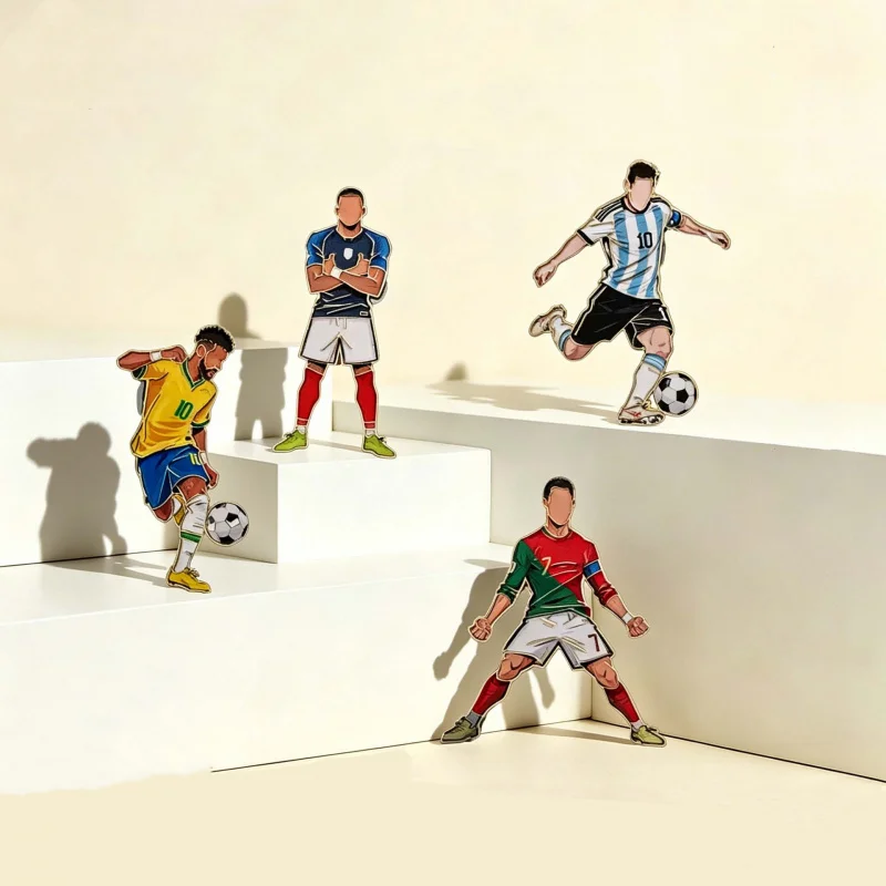 1-8pcs Football Player Enamel Brooch Creative Design Sport Metal Badge Punk Lapel Pin Jewelry Friend Gift