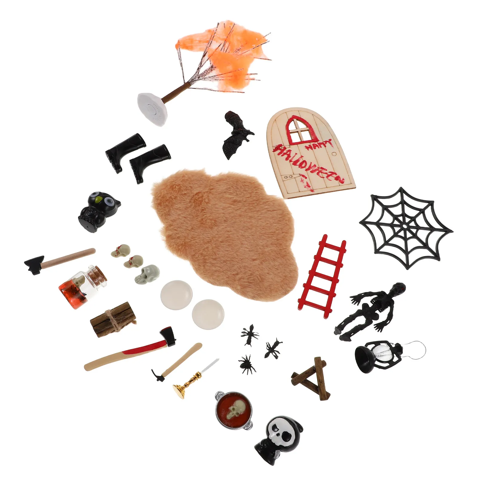 

1Set Halloween Decoration Set Elegant Miniature Ornaments for Dollhouse Haunted Scene Festive Holiday Display