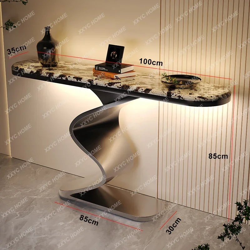

Entry Entrance Table Opposite The Door, Modern Italian Villa High-end Luxury Stone Living Room Partition End View Table