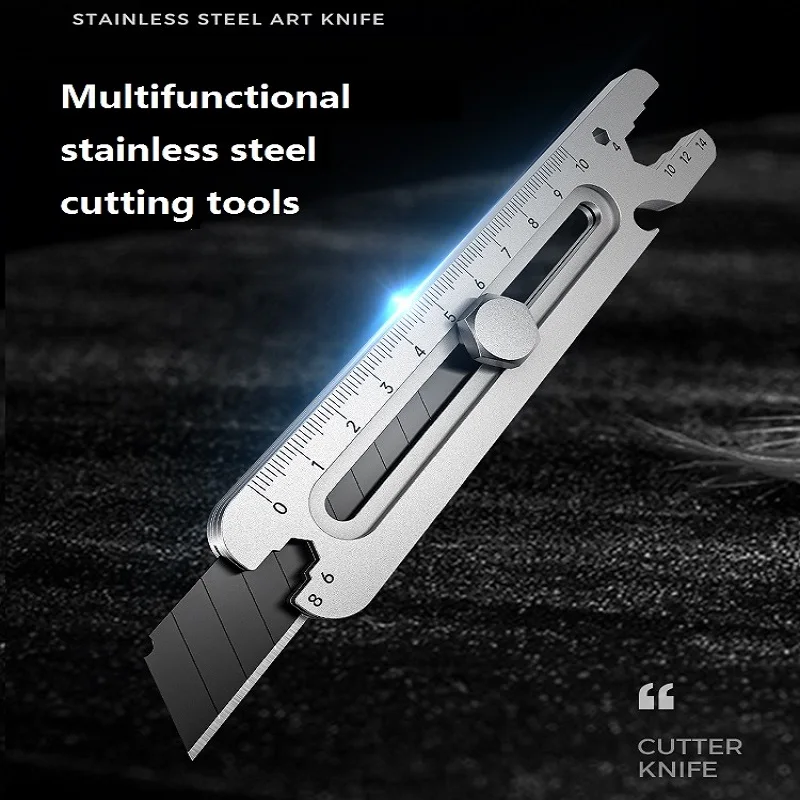 Wielofunkcyjny nóż introligatorski ze stali nierdzewnej 18MM Heavy Duty Professional Retractable Box Cutter Double End Opening Couteau Tool