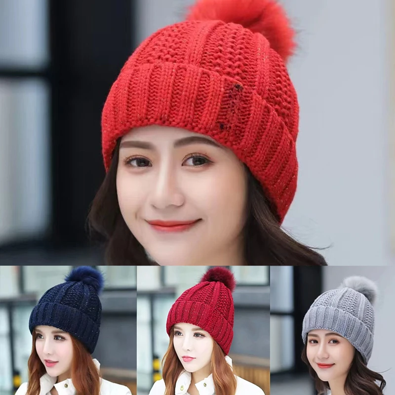 

Winter Women's Neck Pullover Hats Cold Proof Warm Plush Knitted Hat Heat Accumulation Female Europe America Riding Windbreak