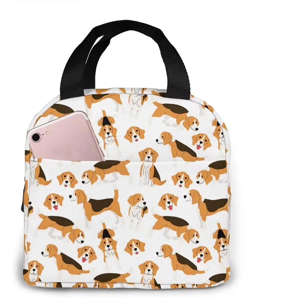 Beagle Dog Lunch Bag Insulated Water-Resistant Tote Bag Reusable Lunch Box for Work Picnic Travel