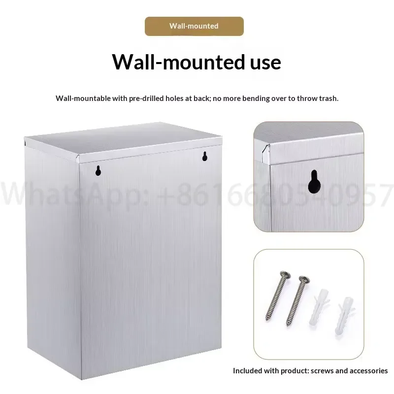 Stainless Steel Built in Kitchen Trash Can - Under Cabinet Pull Out Waste Bin for Food Scraps and Garbage Sorting