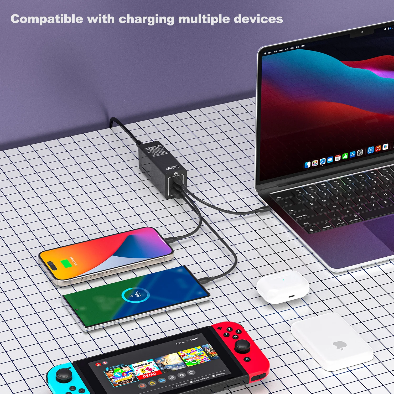 GaN USB C Charger 100W COLN Type C Fast Charger PPS PD QC4.0 Quick Charger Power Adapter for Laptop MacBook iPhone Samsung S23