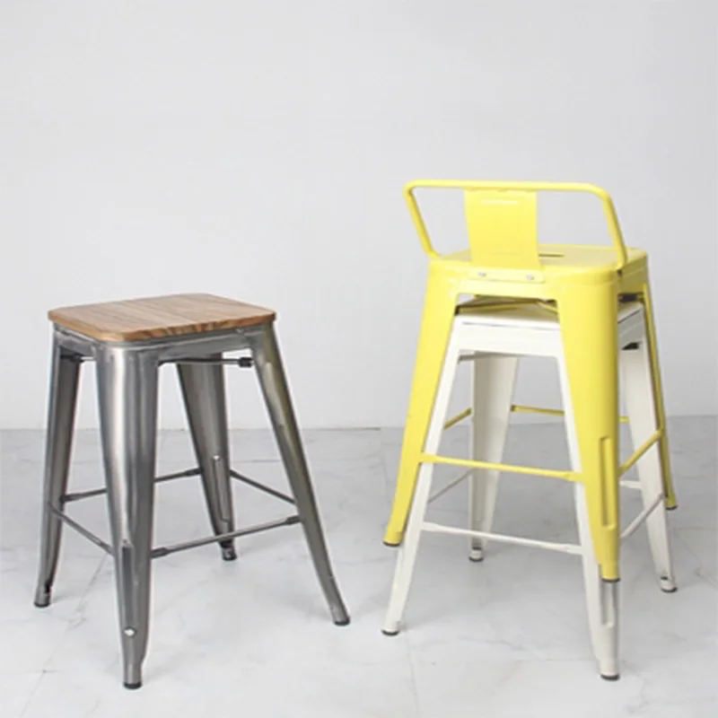 Bar Chair Stool Simple Modern Industrial Wrought Iron Back Cafe High Bar Chair Waiting Iron Stool